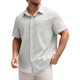 thumbnail image 2 of Men's Casual Solid Color Pocket Short Sleeve Single Breasted Lapel Shirt L, 2 of 5