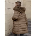 thumbnail image 3 of Giolshon Women's Winter Thickened Quilted Puffer Jacket Zipper Pockets Bubble Coat with Removable Hood and Faux Fur Collar, 3 of 4