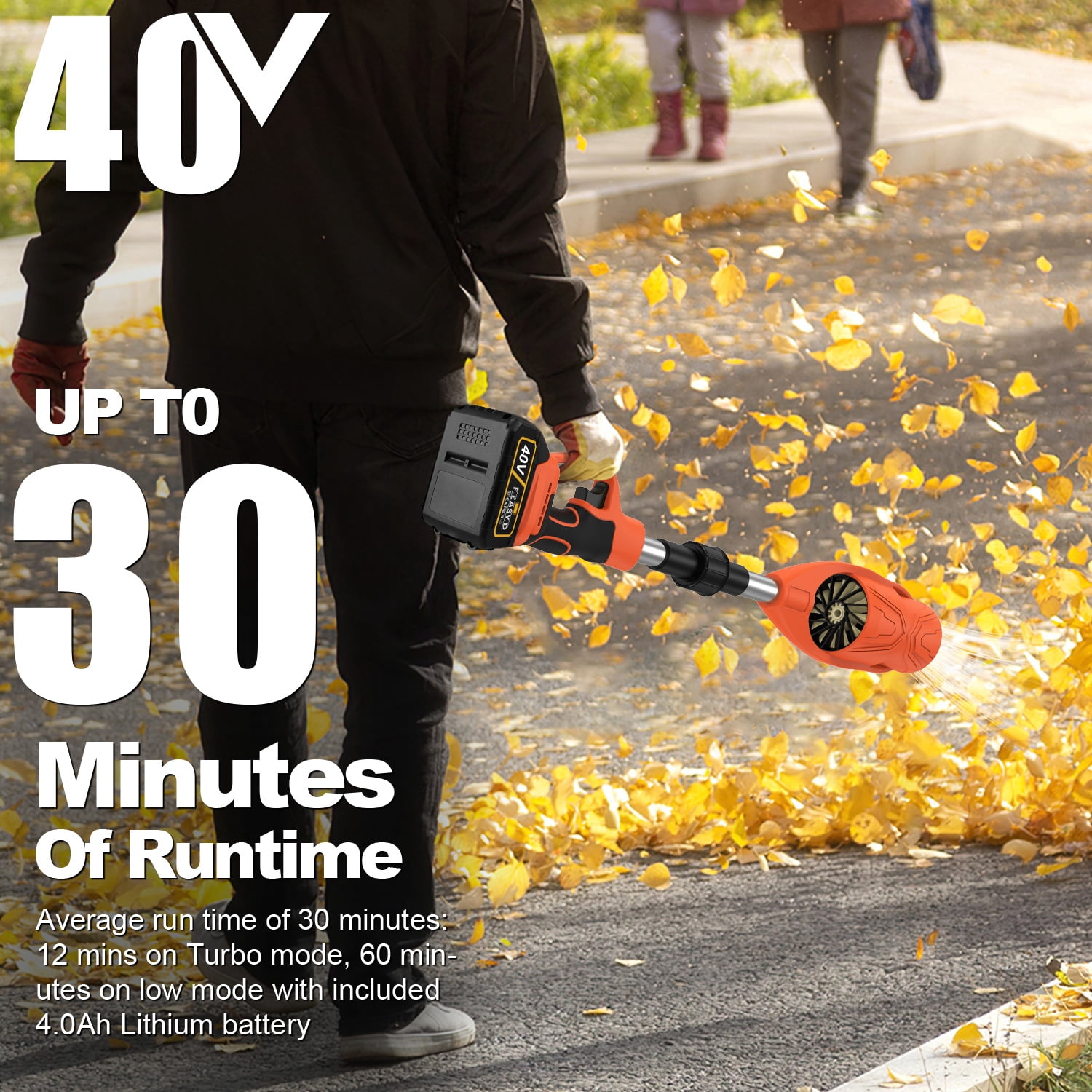 40V Cordless Leaf Blower,AILKIN High Speed Foldable Air Leaf Cleaner,Lightweight Mini Handheld Rechargeable Electric Cordless Leaf Blowers with Battery and Charger for Garden,Patio,Home,Yards,Orange
