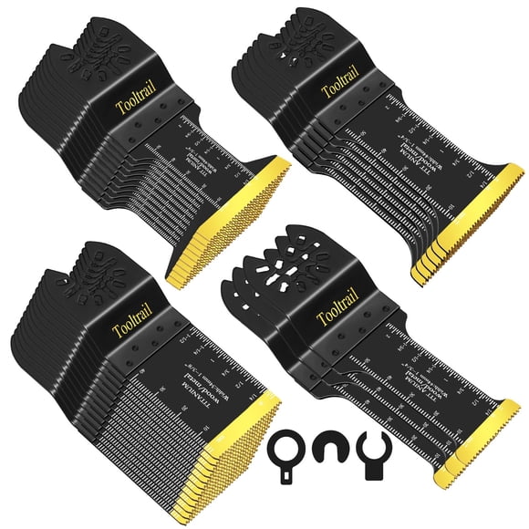 Tooltrail 30 PCS Titanium Oscillating Tool Blades Metal Cutting,Universal Multi Tool Blades Kits for Metal Nails Wood and Plastic,Oscillating Saw Bla