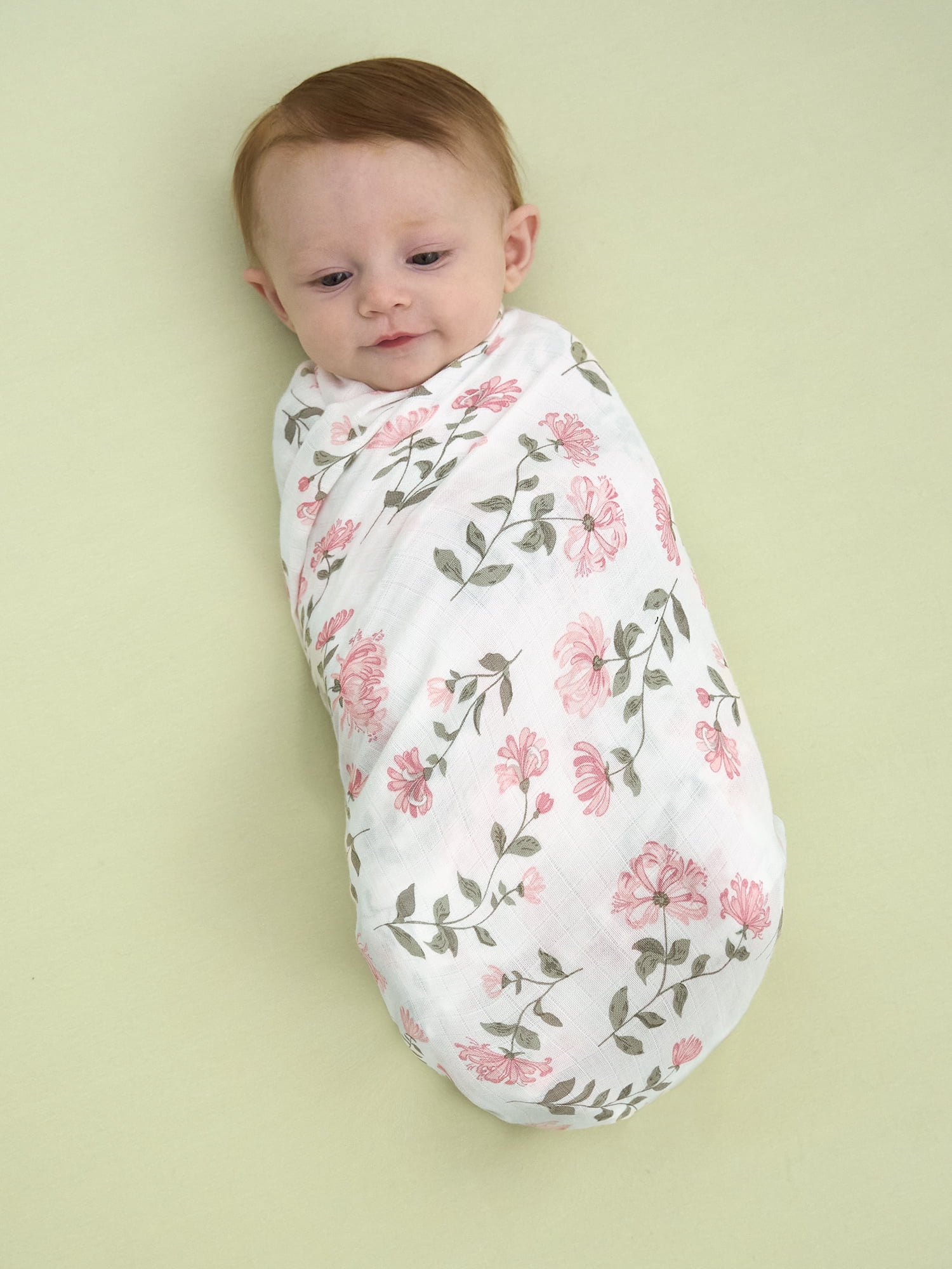 Modern Moments by Gerber Gender Neutral Ultra Soft Swaddle Blankets, 2-Pack, Pink Floral