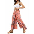 thumbnail image 2 of VISgogo Pantalones casuales de playa para mujer, pantalones anchos de cintura alta con vendaje delantero, S/ M/ L/ XL VISgogo moda, 2 of 8