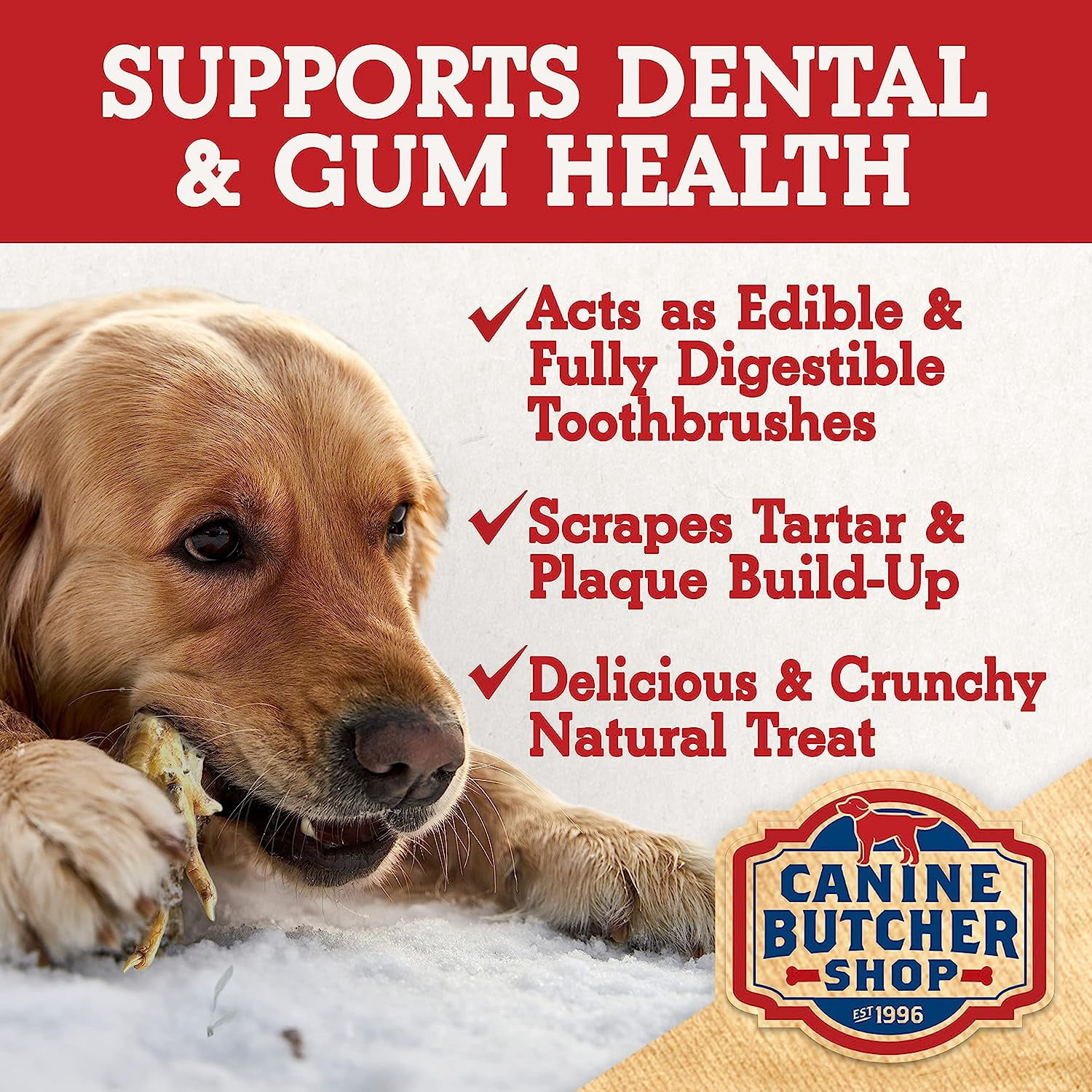 Canine Butcher Shop Chicken Feet Dog Treats, Raised & Made in USA (30-Pack), Dehydrated Chicken Feet, All Natural Dog Chews & Dog Snacks