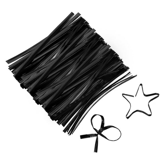 2.3" Twist Ties, Metallic Twist Ties, Reusable Plastic Coated Twist Ties, Pack of 800, Black
