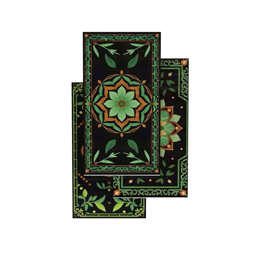16Pcs Tiles Stickers Wall Decals Green Flowers Pattern 8" x 4" Foaming Board Vinyl Waterproof Peel and Stick Backsplash Mural