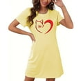 thumbnail image 5 of Lorytime Womens Nightgowns Sleepwear Knee Length Short Sleeve Nightgowns Oversized Round Neck Heart Print Nightshirts Nightdress Pajamas Dress Soft Lounge Sleepdress Yellow XL, 5 of 5