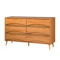 thumbnail image 5 of 58" 6-Drawer Solid Wood Dresser with Curved Front Detail - Caramel, 5 of 6