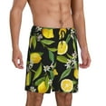 thumbnail image 2 of Kdxio Lemon Fruits Flowers Leaves Print Mens Sleep Shorts Bottoms Soft Comfy Pajama Wear Pants with Drawstring Pockets, 2 of 7