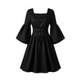 thumbnail image 3 of Brqkzdu Medieval Renaissance Costume Dress Victorian Halloween Gown Bride Mini Dresses Long Flare Sleeve Square Neck Fair Corset Dress for Halloween Party, 3 of 8