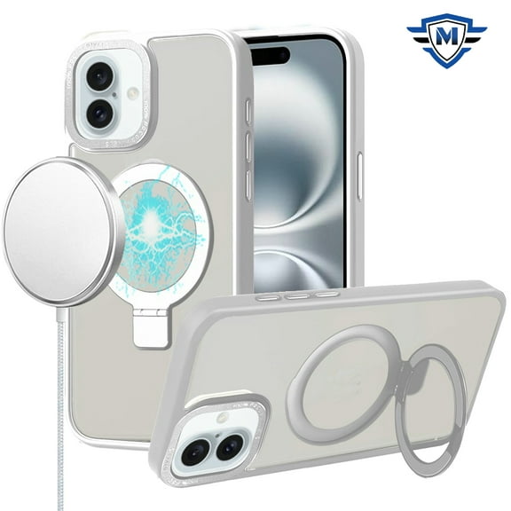 For Apple iPhone 16 Plus (6.7") Premium Magnetic Metal Matte Built-in Compatible with MagSafe Stand Hybrid Shock TPU Cover ,Xpm Phone Case [ Clear ]
