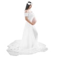 thumbnail image 2 of Sunjoy Tech Maternity Off Shoulder Chiffon Gown for Photography Split Front Maxi Pregnancy Dress for Photoshoot, 2 of 7