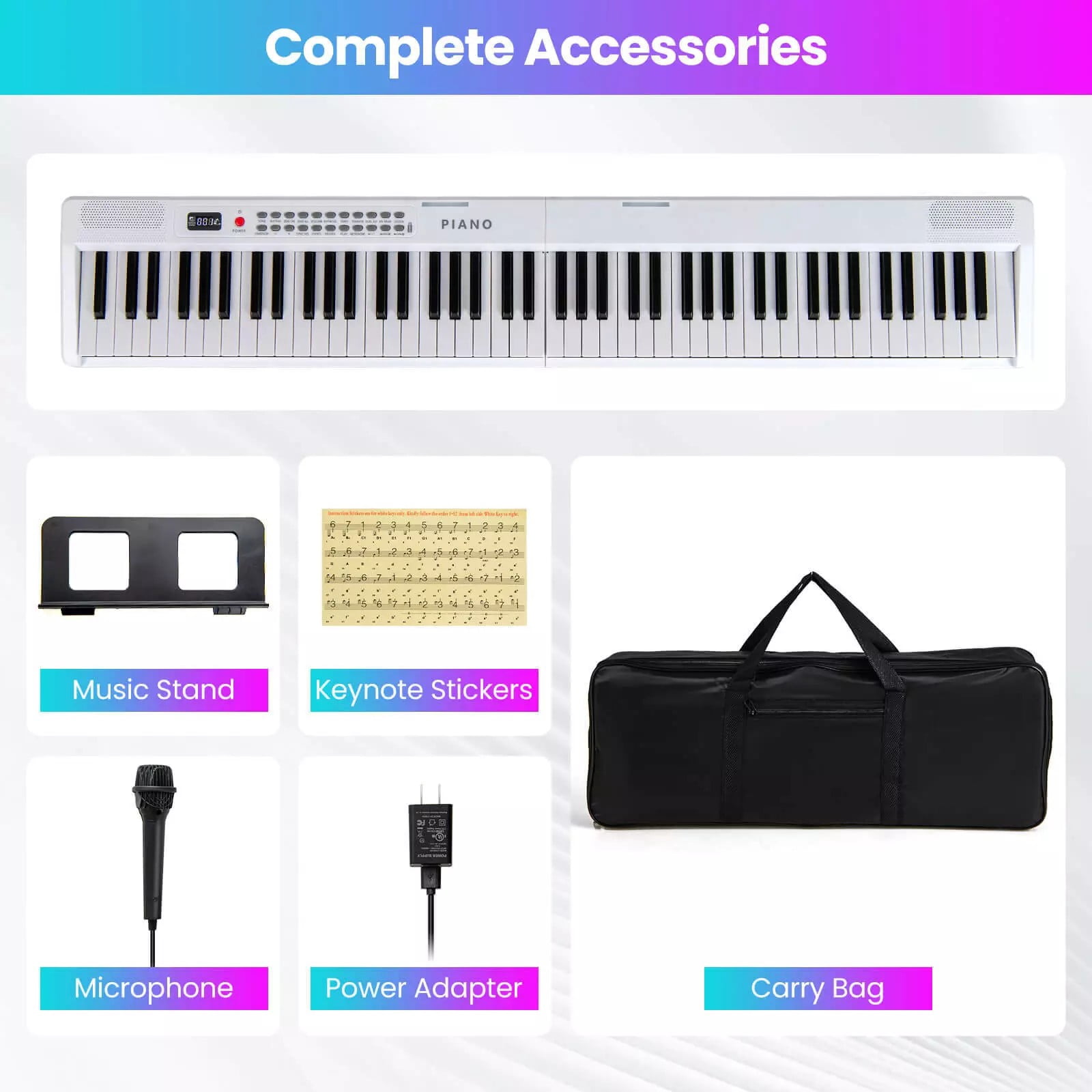 Harmijoy 88 Key Folding Piano Keyboard, Full-size Semi-weighted Electronic Piano with Wireless MIDI