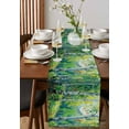 thumbnail image 2 of Green Oil Painting Burlap Cotton Table Runner 14x72 Inches Long, Modern Abstract Art Summer Tree Farmhouse Table Runners, Outdoor Dining Tablecloths Decor for Baby Shower/Party/Wedding, 2 of 6