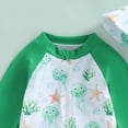 thumbnail image 4 of NIEWTR Infant Baby Boys Swimsuit One Piece Long Sleeve Rash Guard Zipper Bathing Suit Swimwear with Sun Cap Beachwear(A01-Green,6-12 Months), 4 of 7