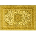 thumbnail image 1 of Ahgly Company Machine Washable Indoor Rectangle Medallion Yellow Traditional Area Rugs, 2' x 3', 1 of 4