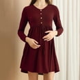 thumbnail image 4 of Purcolt Women's Maternity Mini Dress Casual Long Sleeve Crew Neck Button Flared Dresses Spring Summer Loose Fit Pregnancy Dresses, 4 of 6