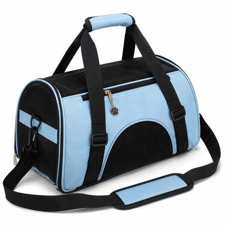 Cat Carrier Soft-Sided Pet Travel Carrier for Cats Dogs Puppy Comfort Portable Foldable Pet Bag Airline Approved (Small Blue)
