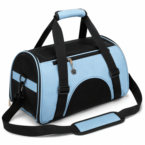 Cat Carrier,Soft-Sided Pet Travel Carrier for Cats,Dogs Puppy Comfort Portable Foldable Pet Bag Airline Approved (Small Blue)