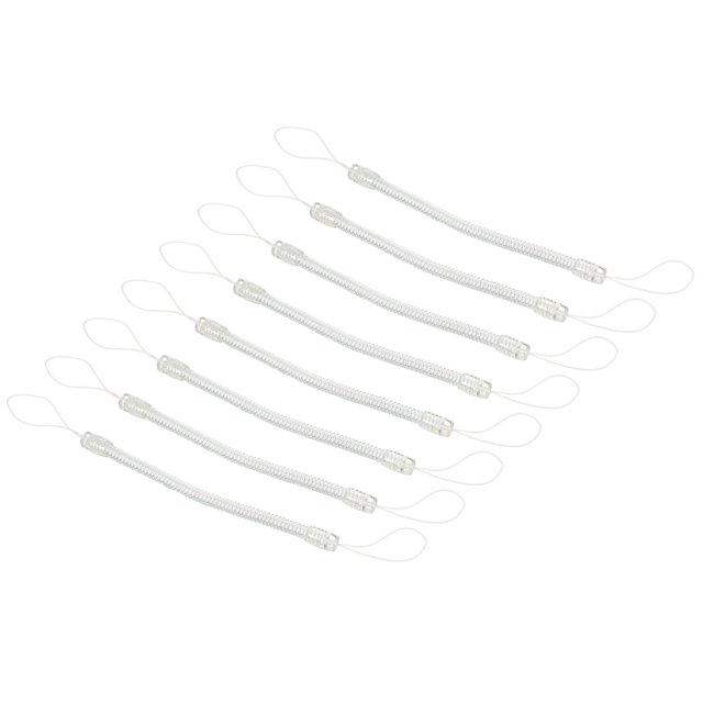 Unique Bargains 5' Plastic Retractable Spring Coil Strap Key Holder Stylus Cord, Clear 8 Pack