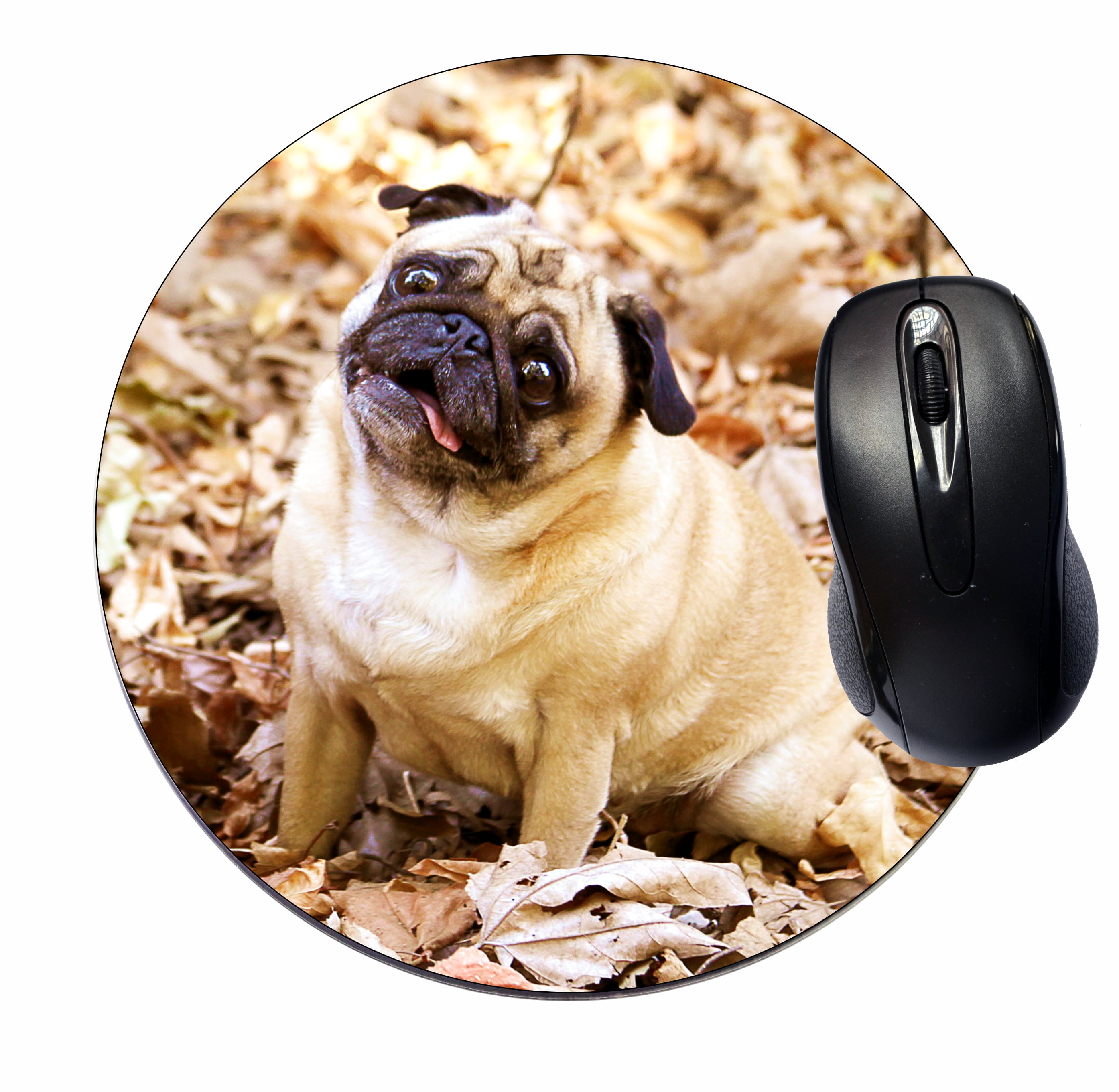 Mouse Mat Pad Mousepad Cute Desk Round Circle Mousemat Funny Pug Dog
