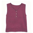 thumbnail image 4 of Xdegoge Womens Checkered Henley Tank Tops Sleeveless V Neck Shirt Partial Button Down Blouse Summer Casual Vest Classic Gingham Pattern Lightweight Fashion Tee Apparel, 4 of 7