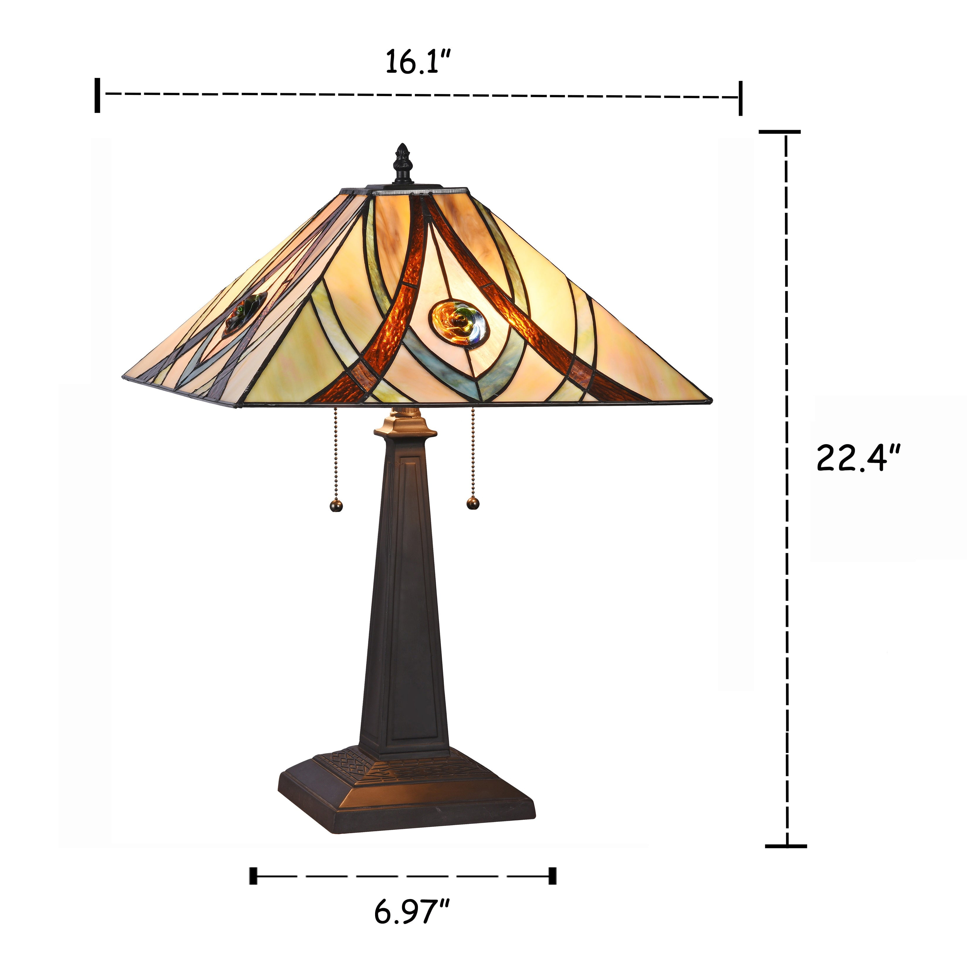 RADIANCE Goods Tiffany-Style 2 Light Mission Table Lamp 16" Shade