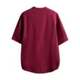 thumbnail image 2 of Caqnni Men's Linen Short Sleeve Casual Shirt - Loose Fit Linen Shirt Top (Red,3XL), 2 of 3