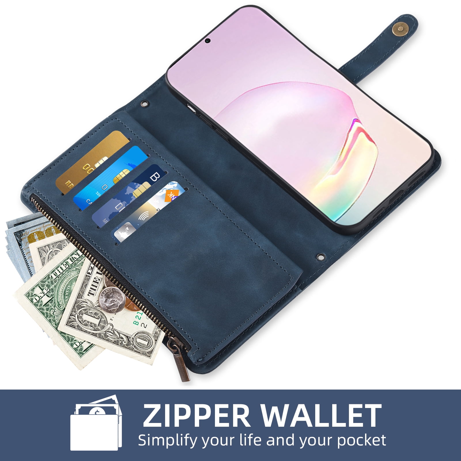 Asuwish Phone Case for Samsung Galaxy Note 20 Ultra 5G Wallet Cover With Screen Protector Crossbody Flip Pattern Zipper Card Holder Cell Note20 Plus Notes 20Ultra Note20+ U + 20+ Twenty Not S20 Blue