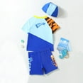 thumbnail image 5 of WOYY Boys 3-Piece Swimsuit Cartoon Tiger Print Rash Guard Swim Trunks Hat Swimwear Set, Sizes 3-7, 5 of 5