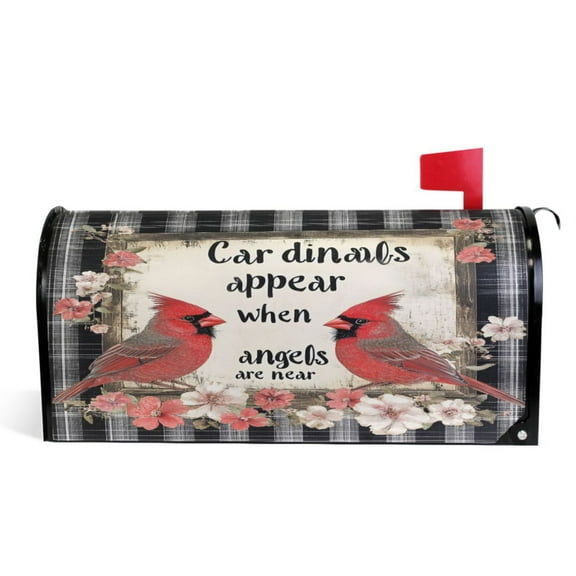 Ryvnso Mailbox Cover Vintage Cardinal Flowers Magnetic Mailbox Wrap Standard Size 21x18 Inch