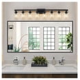 thumbnail image 3 of 51" Black 8-Light Vanity Light, Modern Bathroom Wall Sconce - Clear Glass Shades, Iron Fixture for Mirror, Dressing Table - No Bulbs Included, 3 of 6