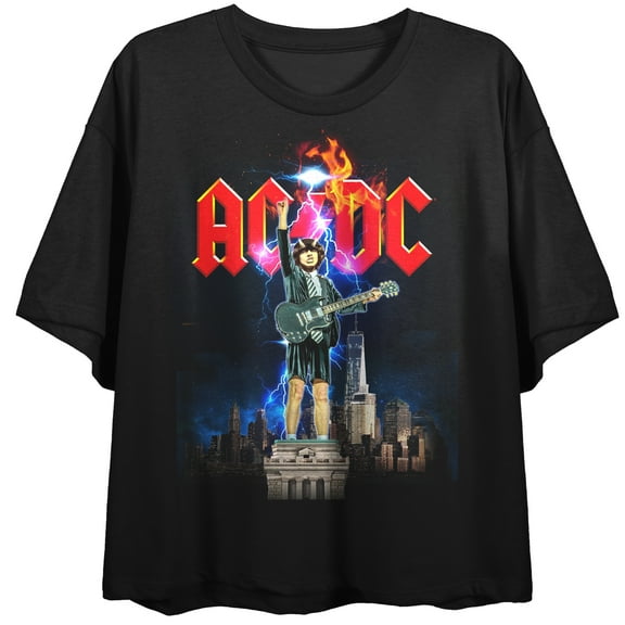 ACDC NYC Art Crew Neck Short Sleeve Women's Black Crop Top
-M