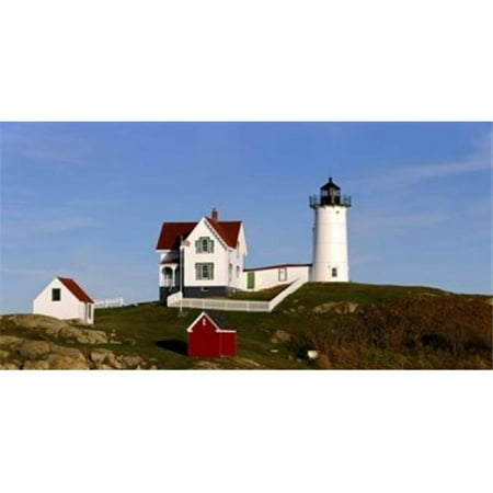 Panoramic Images PPI142019 Lighthouse on the hill  Cape Neddick Lighthouse  Cape Neddick  York  Maine  USA Poster Print by Panoramic Images - 36 x 19