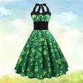 thumbnail image 2 of HTOOQ Robe Mode Col Rond Taille Haute Poitrine Enveloppée Robe Imprimée Trèfle pour la Saint-Patrick Taille TG Fournitures de Fête Verte, 2 of 9