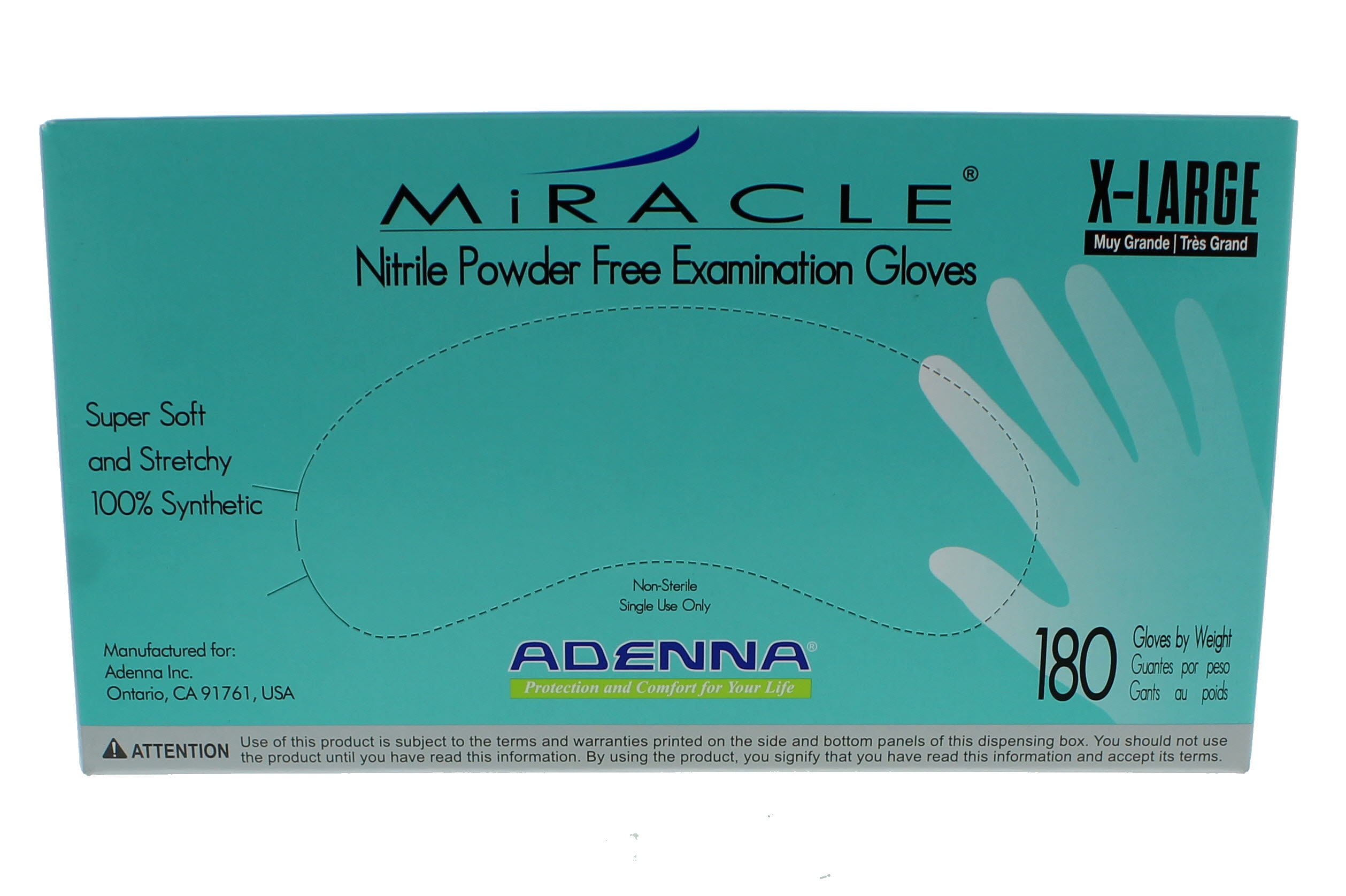 Adenna Miracle® 200 ct//box  Blue Powder-Free Nitrile Exam Gloves