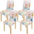 thumbnail image 1 of RYLABLUE Rope Frame Scrapbook on Pink Squared Pattern Stretch Chair Cover Protector Seat Slipcover for Dining Room Hotel Wedding Party Set of 4, 1 of 5
