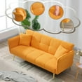 thumbnail image 6 of AENKYO 70-in Teddy Velvet Foldable Futon Sofa Bed, 3-in-1 Adjustable Sleeper Couch, Yellow, 6 of 10