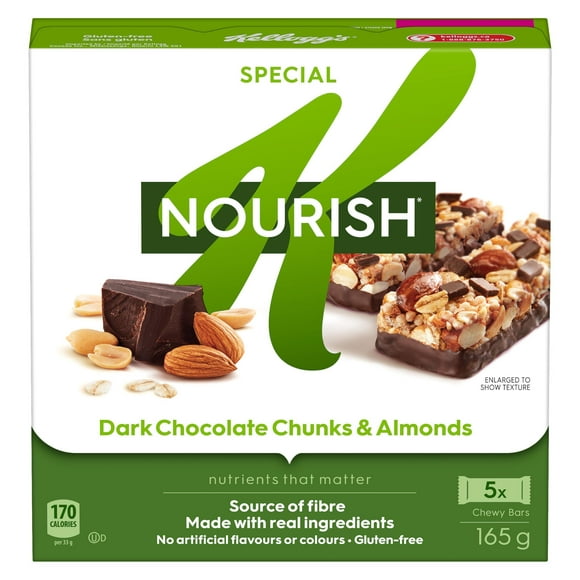 Kellogg's Special K Nuts & Grain Dark Chocolate Chunks & Almonds, 165 g, 5 Chewy Bars, 5 Bars, 165g