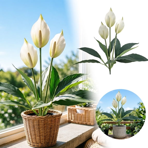 Artificial Silk Plants 18.5" Faux Peace Lily Anthurium Flower For Wedding Home Garden Decoration