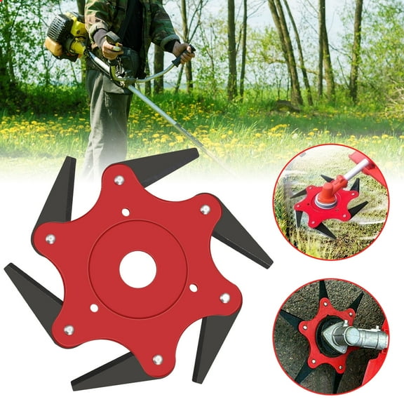 Steel Trimmer Head,Universal 6 Teeth Weed Eater Blade,45Mn Steel Lawn Mower Cutter Tool,Red