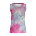 thumbnail image 5 of Womens Tops Summer Women Sleeveless Floral Printed Button Plus Size Tank Tops Loose Crew Neck Vest T Shirts Tunics Tee Plus Size Tops for Women, 5 of 6