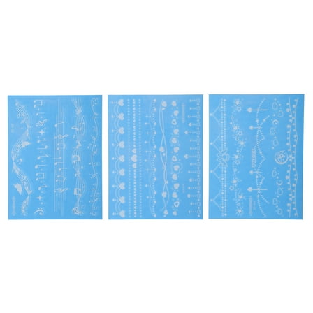 Unique Bargains 3 Pcs Luminous Fake Tattoos Necklace Pattern Temporary Tatto for Adult Fluorescent Blue