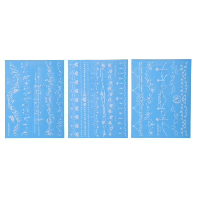 Unique Bargains 3 Pcs Luminous Fake Tattoos Necklace Pattern Temporary Tatto for Adult Fluorescent Blue