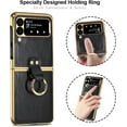 thumbnail image 6 of case for Galaxy Z Flip 3 Case with Ring Electroplated PU Leather Cover, Business Style Galaxy Flip 3 Phone Case Compatible with Galaxy Z Flip 3 5G, Green, 6 of 12