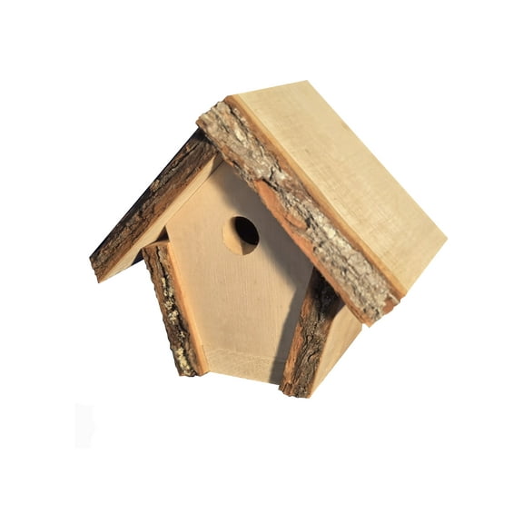 Rustic Country Chalet Style Bark Edge Birdhouse, Small