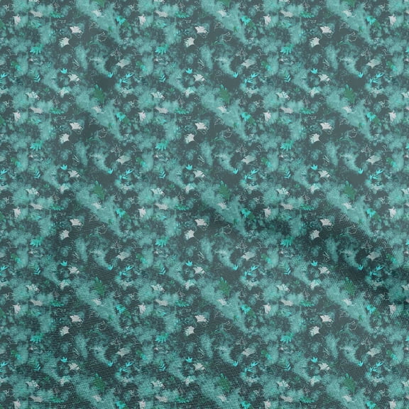 oneOone Polyester Spandex Teal Blue Fabric Asian Tie & Dye Sewing Material Print Fabric By The Yard 56 Inch Wide