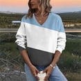 thumbnail image 2 of Women's Long Sleeve Shirts Casual V Neck Pullover Sweatshirts Trendy Striped Plus Size Tunic Tops Spring Going Out Top, 2 of 6