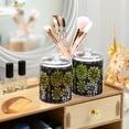 thumbnail image 3 of Yayeee 2 Pack Qtip Holder Bathroom Cotton Swab Canister with Lid Clear Dispenser Set, Gray Floral, 3 of 6
