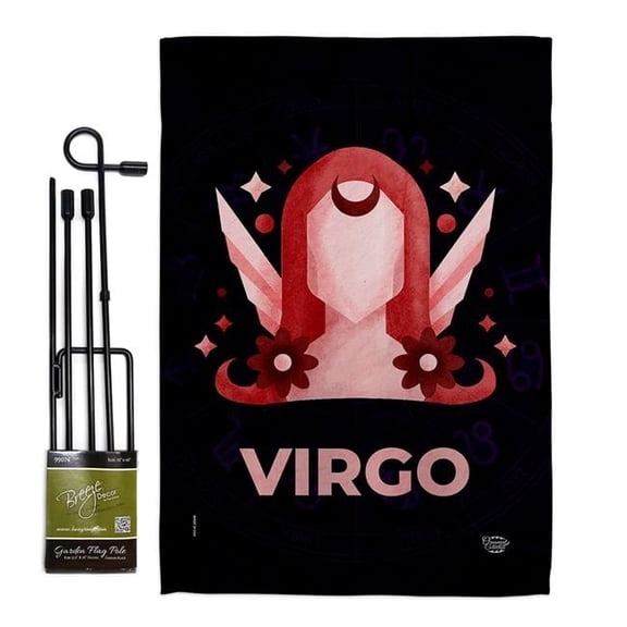 Ornament Collection GS190028-BO 13 x 18.5 in. Virgo Garden Flag Set for Interests Zodiac Double-Sided Decorative Vertical Flags & House Decoration Banner Yard Gift