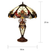 CHLOE Liaison Tiffany-style 3 Light Victorian Double Lit Table Lamp 18 Shade